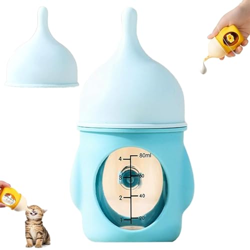 Leak-Proof Squeezable Kitten Bottle, Reusable Anti-Choking Pet Feeder, Puppy Bottles for Nursing Puppy Milk, for Kittens Puppies Small Animals (Blue,80ML) von Generisch