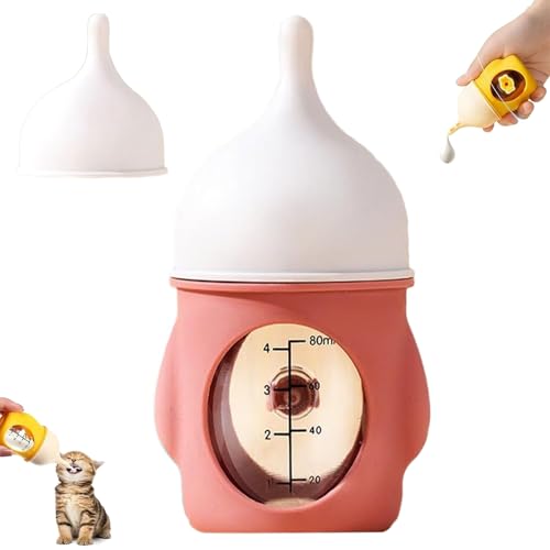 Leak-Proof Squeezable Kitten Bottle, Reusable Anti-Choking Pet Feeder, Puppy Bottles for Nursing Puppy Milk, for Kittens Puppies Small Animals (Pink,80ML) von Generisch