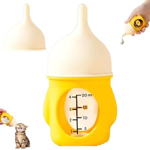 Leak-Proof Squeezable Kitten Bottle, Reusable Anti-Choking Pet Feeder, Puppy Bottles for Nursing Puppy Milk, for Kittens Puppies Small Animals (Yellow,20ML) von Generisch
