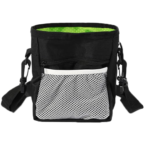 Leckerli-Tasche für Hunde, zusammenklappbarer Napf und Klicker, freihändige Snack-Tasche für Hunde, mit verstellbarer Taille und Schultergurt, für Training, Spaziergänge, Outdoor, Schwarz von Generisch
