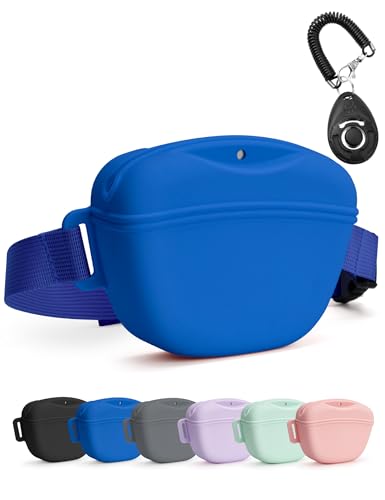 Leckerli-Tasche für Hunde mit Trainings-Klicker, stärkerer Magnetverschluss, um Verschütten zu vermeiden, Silikon-Leckerli-Tasche mit Hüftgurt für Haustier-Training, Spazierengehen von Generisch