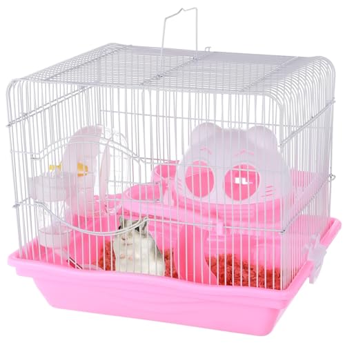 Leicht zu reinigender Hamsterkäfig mit Wasserflasche, Laufrad und Katzenkabine, tragbar und geräumig von Generisch