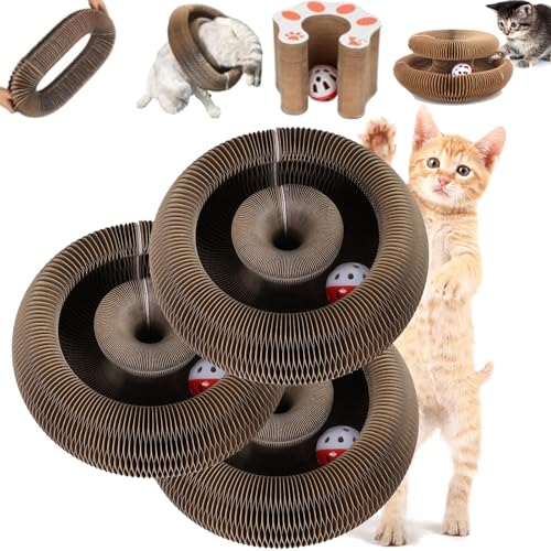 Licca Lockenspielzeug Flexibler Katzenkratzer mit Ball Verbindbar Magic Organ Cat Scratch Board Faltbare Katze Akkordeon Interaktive Haustier Kratzpappe für Indoor Katzen von Generisch