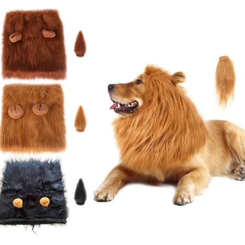 Löwenmähne für Hunde, Löwenmähne für Hunde, Ionenmähne Hundehalsband, Löwenmähne, Hundekegel, Löwenmähne für Hundekostüm, realistisches Löwenmähne Kostüm für Hunde, Größe M und L von Generisch