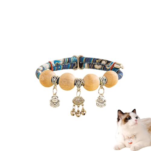 Lucky Kimono Cedar-Bead Pet Collar, Celerypets Cat Collars Personalized Dog Suit Collar with Fortune Pendant, Adjustable & Comfortable with Bells, for All Pets (N,XS (Suitable for 3-6 kg)) von Generisch