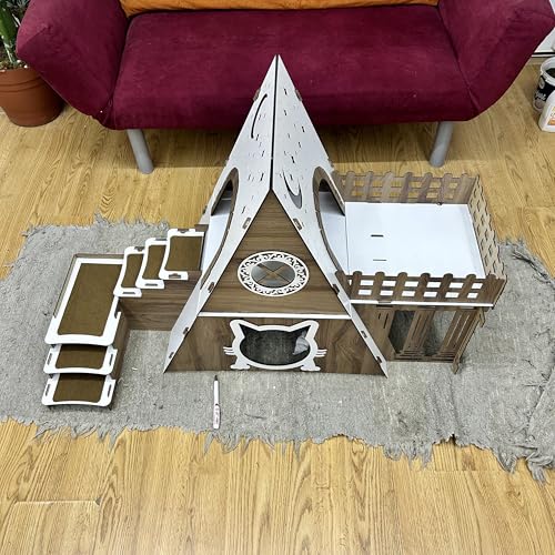 Luxuriöse Katzenhaus aus Holz – Handgefertigtes Bungalow Model für Innenbereich | Mehrstöckiges Schloss mit Plattformen & Treppe | Designer Schlafplatz für Katzen Luxuriöse Katzenhaus aus Holz – Handgefertigtes Bungalow Model für Innenbereich | Mehrstöckiges Schloss mit Plattformen & Treppe | Designer Schlafplatz für Katzen von Generisch