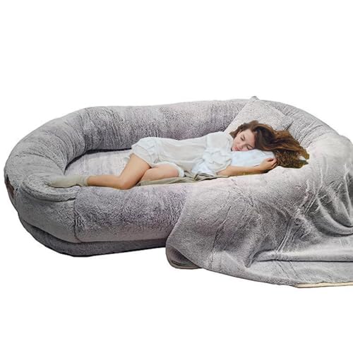 Luxuriöses Hundebett aus Kunstfell, mit Memory-Schaum, abnehmbarer, waschbarer Bezug, grau, 180 x 132 x 30 cm Luxuriöses Hundebett aus Kunstfell, mit Memory-Schaum, abnehmbarer, waschbarer Bezug, grau, 180 x 132 x 30 cm von Generisch
