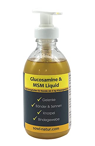 sowi-natur MSM Glucosamine Liquid für Hunde, flüssig, 250 ml, einfache Dosierung - Gelenke, Bänder & Sehnen, Knorpel, Bindegewebe von sowi-natur