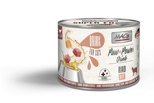 Mac's Cat Paw Power Drink 6 x 200g Rind | Flüssiger Katzensnack | Getreidefreies Monoprotein | Mit Süßkartoffeln, Löwenzahn & Taurin | Vielseitig als Topping, Trinkwasserzusatz & Snack von Generisch