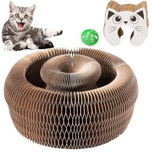 Magic Organ Katzenkratzbrett, einziehbares interaktives Katzenspielzeug mit Rollball, Kratzbrett für Indoor-Katzenkratzer für Kätzchen/erwachsene Katzen, Multi-Haustier-Haushalte von Generisch