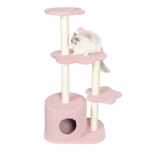 Mehrstöckiger Katzenbaum - Geschlossener Kletterturm mit Kratzbaum für Katzen - Stilvolle rosa Katzenmöbel für Indoor-Spielen und Entspannen Mehrstöckiger Katzenbaum - Geschlossener Kletterturm mit Kratzbaum für Katzen - Stilvolle rosa Katzenmöbel für Indoor-Spielen und Entspannen von Generisch