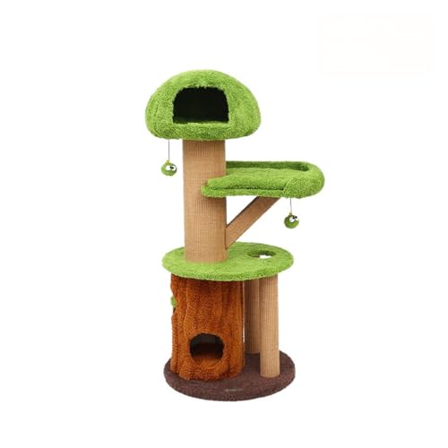 Mehrstöckiger Kratzbaum mit Kletterstange - Wald Baumhaus Stil Katzenhütte für Katzen, Ganzjahres Katzennest, Ideale mittlere Größe für aktive Katzen von Generisch