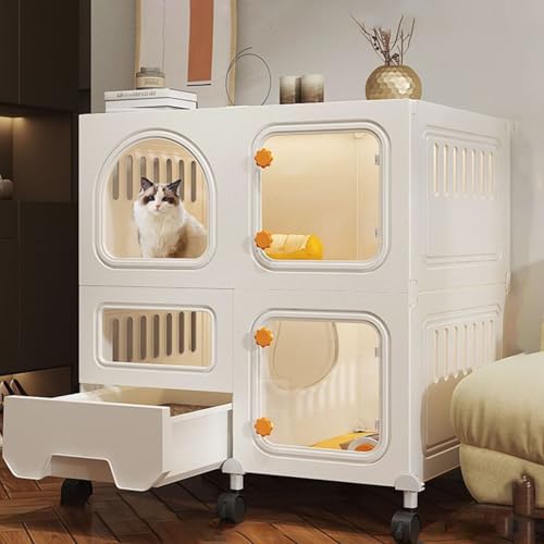 Mehrstöckiges Katzengehege mit abnehmbarem Laufstall und Katzentoilette, Indoor Katzenwohnung für 1-2 Katzen, platzsparendes Design Mehrstöckiges Katzengehege mit abnehmbarem Laufstall und Katzentoilette, Indoor Katzenwohnung für 1-2 Katzen, platzsparendes Design von Generisch