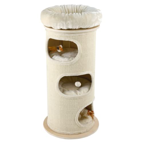 Mehrstufiger Katzenturm mit Sisalfass - Modernes Katzenbaum-Spielhaus für Indoor-Katzen & Kätzchen, stilvolle Haustiermöbel zum Spielen, Ausruhen & Klettern Komfort von Generisch