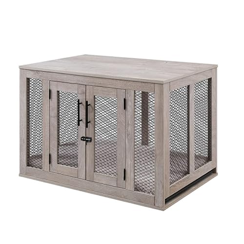 Mehrzweck-Hundebox aus Holz mit Tablett – hohe Tragfähigkeit 72,6 kg & gute Belüftung, ideal als Möbel für kleine bis mittelgroße Hunde von Generisch