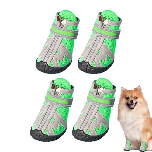 Mesh-Hundeschuhe,Hundeschuhe Outdoor - 4PCS Hundestiefel Pfotenschutz,Hundeschuhe in 5 Größen, atmungsaktiv, verhindert EIN Verrutschen der Hundeschuhe mit robuster Gummisohle für Spaziergänge von Generisch