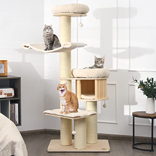 Moderner Katzenbaum, mehrstufiger großer Katzenturm mit Katzenhütte, Hängematten & Hängekorb, hoher Katzenbaum mit Sisalpfosten, waschbaren Kissen, Holz-Katzenbäumen und Türmen für große Katzen im Moderner Katzenbaum, mehrstufiger großer Katzenturm mit Katzenhütte, Hängematten & Hängekorb, hoher Katzenbaum mit Sisalpfosten, waschbaren Kissen, Holz-Katzenbäumen und Türmen für große Katzen im von Generisch
