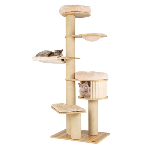 Moderner Katzenbaum, mehrstufiger großer Katzenturm mit Katzenhütte, Hängematten & Hängekorb, hoher Katzenbaum mit Sisalpfosten, waschbaren Kissen, Holz-Katzenbäumen und Türmen für große Katzen im Moderner Katzenbaum, mehrstufiger großer Katzenturm mit Katzenhütte, Hängematten & Hängekorb, hoher Katzenbaum mit Sisalpfosten, waschbaren Kissen, Holz-Katzenbäumen und Türmen für große Katzen im von Generisch