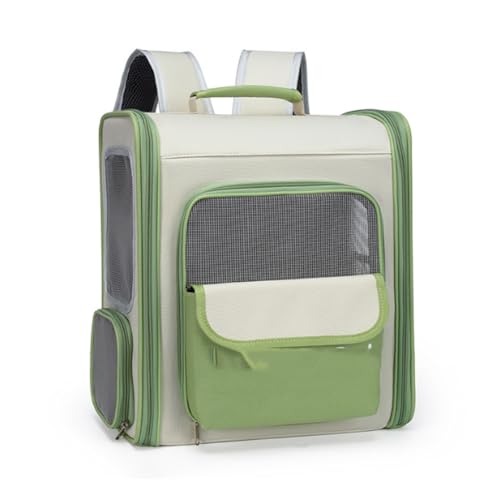 Modevolle kontrastierende Haustier tragbare atmungsaktive Katzentasche für den Gebrauch im Freien transparente große Kapazität Schultertasche (grün) von Generisch