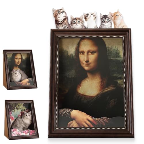 Mona Lisa Cat Bed, 2025 New Oil Painting Cat Scratching Board, Art 4D Oil with Arm Front Panel, Couch Cave Condo Creative Home Decoration, Easy-to-Assemble (#2) von Generisch