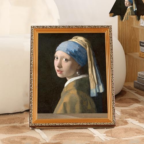 Mona Lisa Cat Scratcher Bed, Art 4D Oil Painting Cat Frame Nest for Artist Kitten, Cardboard House & Scratcher, House with Vintage Art Picture Frames (Pearl Maiden) von Generisch