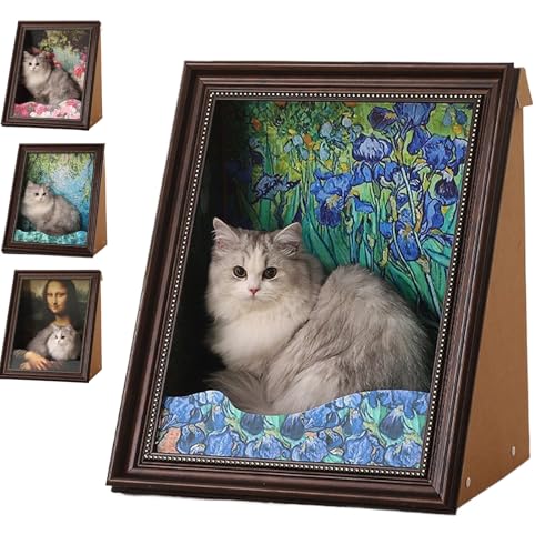 Mona Lisa Cat Scratcher Bed, Art 4D Oil Painting Frame Nest for Artist Kitten, Famous Oil Painting Frame Cardboard Cat House, Cardboard Cats House & Scratchers (Style D) von Generisch