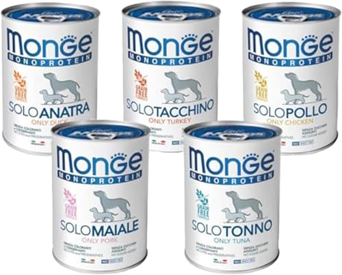 Monge Nassfutter in Dosen Monoprotein für Hunde 400 g - Packung mit 24 Dosen 24 x 400 g (400 g, Huhn Ananas) von Generisch