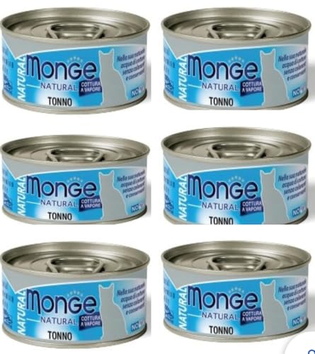 Monge Natural Thunfisch Dampfgarer, Nassfutter für Katzen, 6 Schalen à 80 g von Generisch