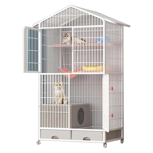 MultiLevel-Katzenkäfig mit geschlossener Katzentoilette und 360° drehbaren Rädern, geräumiges Katzenhaus für Kleintiere und Kätzchen, Draht-Katzenkäfig für Bewegung und Spielen, Weiß (83 x 59 x 160 MultiLevel-Katzenkäfig mit geschlossener Katzentoilette und 360° drehbaren Rädern, geräumiges Katzenhaus für Kleintiere und Kätzchen, Draht-Katzenkäfig für Bewegung und Spielen, Weiß (83 x 59 x 160 von Generisch
