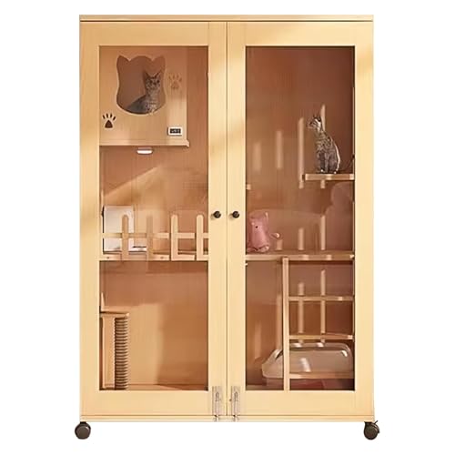 Multifunktionale Indoor-Katzenvilla mit großem Doppeldecker-Design und Kratzbaum, ideal für Katzencafés und Haustierkrankenhäuser, geräumige Katzenwohnung und Käfig für den Innenbereich (90 x 60 x 120 von Generisch