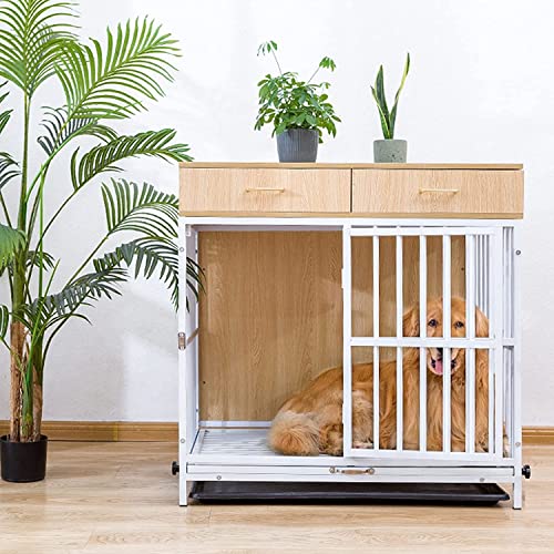 Multifunktionaler Haustierkäfig mit verschiebbarer Schublade, abschließbare Hundehütte, Möbel-Endtisch für sichere Haustiereindämmung von Generisch