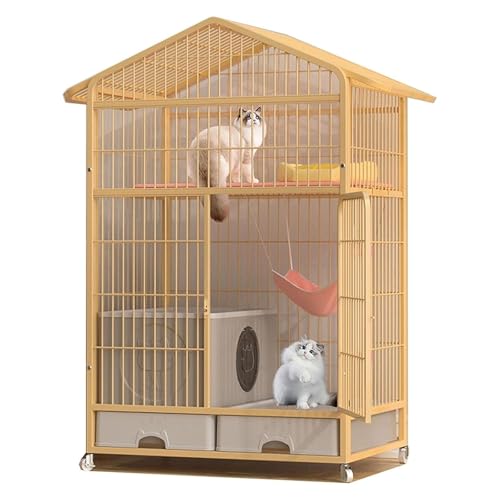 Multifunktionaler Katzenkäfig mit geschlossenem Katzenklo und 360° drehbaren Rädern, Gelb, 83 x 59 x 136 cm Multifunktionaler Katzenkäfig mit geschlossenem Katzenklo und 360° drehbaren Rädern, Gelb, 83 x 59 x 136 cm von Generisch