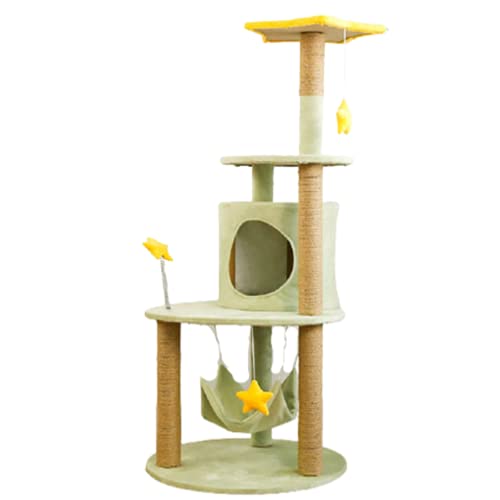 Multifunktionaler Katzenturm - Gemütlicher mehrstufiger Kratzbaum mit Hängematte & Kratzbäumen für Indoor-Katzen & Kätzchen, perfekte Katzenhütte zum Spielen & Ausruhen von Generisch
