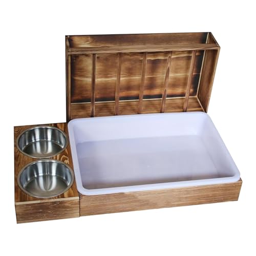 Multifunktionales Haustiergehege aus Holz mit drei Fächern, Heu-Futterstation / Katzentoilette / Futterzone für Kaninchen, Hühner, Hamster, natürliches kausicheres Material mit Abfallbehälter Multifunktionales Haustiergehege aus Holz mit drei Fächern, Heu-Futterstation / Katzentoilette / Futterzone für Kaninchen, Hühner, Hamster, natürliches kausicheres Material mit Abfallbehälter von Generisch