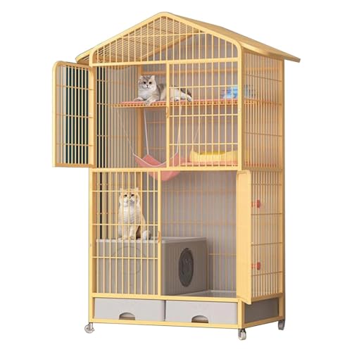 Multifunktionales Katzenklo mit geschlossener Katzentoilette und 360° drehbaren Rädern, gelber Katzenkäfig für Kleintiere, Kätzchen und Katzen, Übungsplatz und sicherer Spielbereich, 83 x 59 x 160 cm Multifunktionales Katzenklo mit geschlossener Katzentoilette und 360° drehbaren Rädern, gelber Katzenkäfig für Kleintiere, Kätzchen und Katzen, Übungsplatz und sicherer Spielbereich, 83 x 59 x 160 cm von Generisch