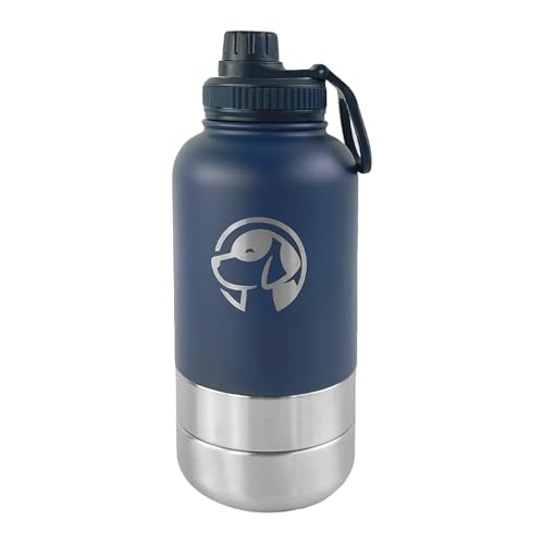 Multifunktionelle Edelstahl Trinkflasche (950 ml) für Hunde 3- in- 1 mit Futternapf (270 ml Volumen) und Trinknapf (250 ml Volumen) für Unterwegs von Generisch