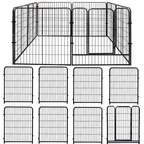 MyLink Welpengehege mit Tür, 80 cm x 6,3 m, schwarz, robustes Metall, kein Graben, Tierbarrierenzaun für Haustierübungen, Laufstall, Gartenbegrenzung, Zaun, für Hof, Hundezaun im Freien MyLink Welpengehege mit Tür, 80 cm x 6,3 m, schwarz, robustes Metall, kein Graben, Tierbarrierenzaun für Haustierübungen, Laufstall, Gartenbegrenzung, Zaun, für Hof, Hundezaun im Freien von Generisch