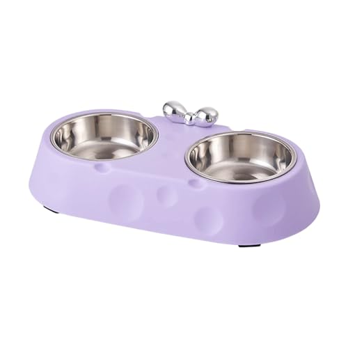 Napf Katze Doppelnapf Edelstahl für Katzenfutter, Futternapf für Haustiere, langlebig, leicht zu reinigen, ideal Mahlzeiten Wasser zum Essen von Kätzchen FressnäPfe (C, 33. 5x16. 7x6cm) von Generisch