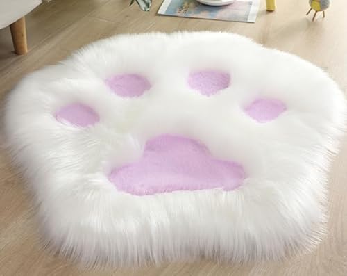 Niedlicher Hundepfoten-Fleece-Teppich, 120 x 120 cm, Bettumrandung aus Fell für Couch, einzigartiges Geschenk für Kinder und Mädchen, weich, Weiß und Lila, Pfotenabdruck-Design, gemütliche Niedlicher Hundepfoten-Fleece-Teppich, 120 x 120 cm, Bettumrandung aus Fell für Couch, einzigartiges Geschenk für Kinder und Mädchen, weich, Weiß und Lila, Pfotenabdruck-Design, gemütliche von Generisch