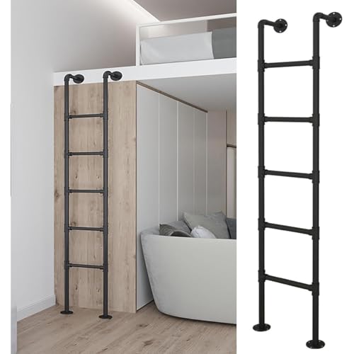 Notausgangsleiter für Fensterbrunnen, Wandmontage, Metall, Hochbettleiter, industrielle Eisen-Etagenbettleiter, Kletterleiter für drinnen und draußen (2,19 m) von Generisch