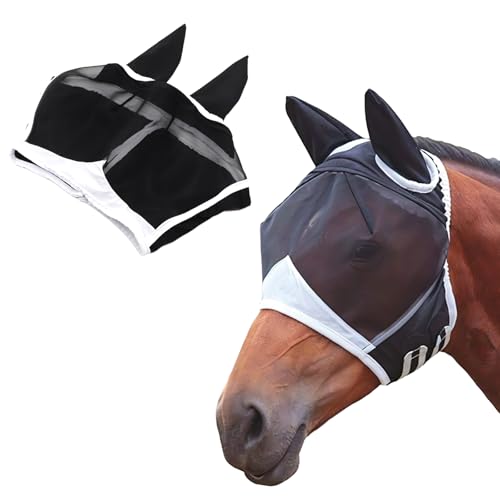 Atmungsaktive Moskito Maske, Fliegenmaske Pferd mit Ohrenschutz, Pferdemaske für Fliegenschutz, Fliegenmaske Pferd Cob, leichte Fliegenhaube für Pferde, UV-Schutz und Insektenschutz Atmungsaktive Moskito Maske, Fliegenmaske Pferd mit Ohrenschutz, Pferdemaske für Fliegenschutz, Fliegenmaske Pferd Cob, leichte Fliegenhaube für Pferde, UV-Schutz und Insektenschutz von Generisch