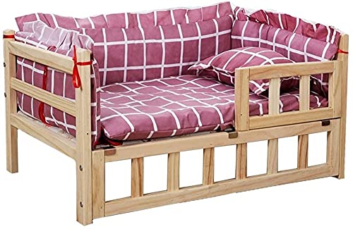 Orthopädisches erhöhtes Hundebett aus Holz, Haustiersofa mit waschbarem Kissen für Indoor-Katzen und Hunde, erhöhter Rahmen für kleine bis mittelgroße Haustiere von Generisch