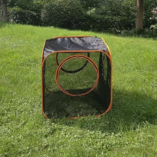 Outdoor Katzengehege - 6-in-1 tragbare Pop-Up-Mesh-Zelte mit Spieltunneln für große Katzen, Kaninchen und Kleintiere - Sechseck-Zelt und Haustierspielhaus von Generisch