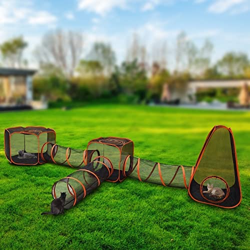 Outdoor Katzengehege - 6-in-1 tragbares Katzenzelt mit Tunnel, faltbares Spielhaus für Katzen, Kaninchen, Frettchen und Kleintiere Outdoor Katzengehege - 6-in-1 tragbares Katzenzelt mit Tunnel, faltbares Spielhaus für Katzen, Kaninchen, Frettchen und Kleintiere von Generisch
