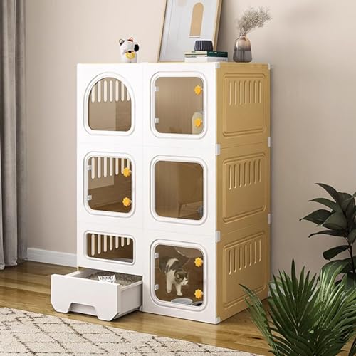 Outdoor Katzengehege für Indoor Katzen - Katzenlaufstall mit Katzenklo für Kleintiere - Großer Übungsraum für Katzen von Generisch