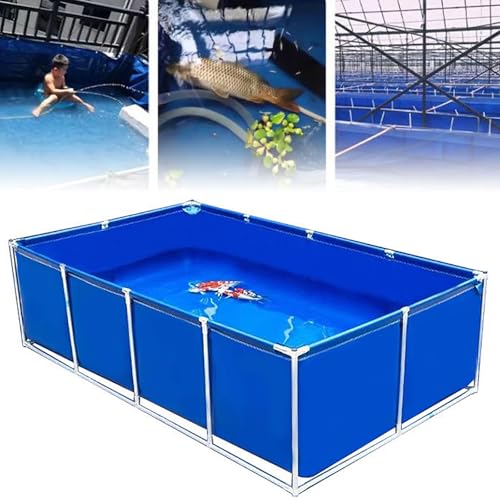 OutdoorPool Teich für Fische und Wassertiere, 1/2/3 m, temporäres Haltetank mit Ablassventil, Stahlrahmen, einfaches Aquarium für Salzwasserfische, Blau von Generisch