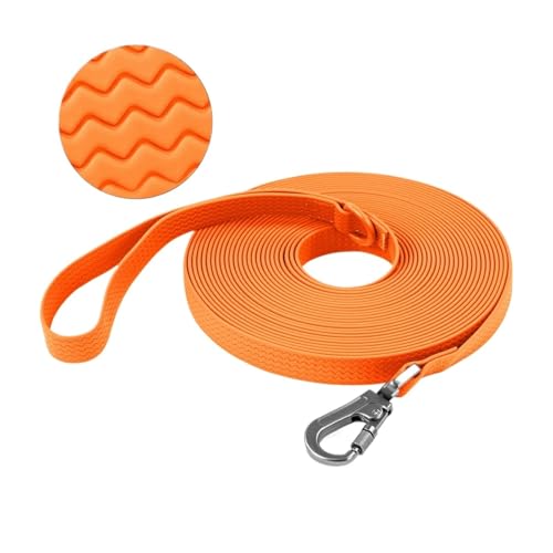 PVC-Hundeleine, 1,8 m, 3 m, 5 m, 10 m, rutschfest, wasserdicht und leicht zu reinigen, Lauftraining, lang, stark (Orange, 5 m) von Generisch
