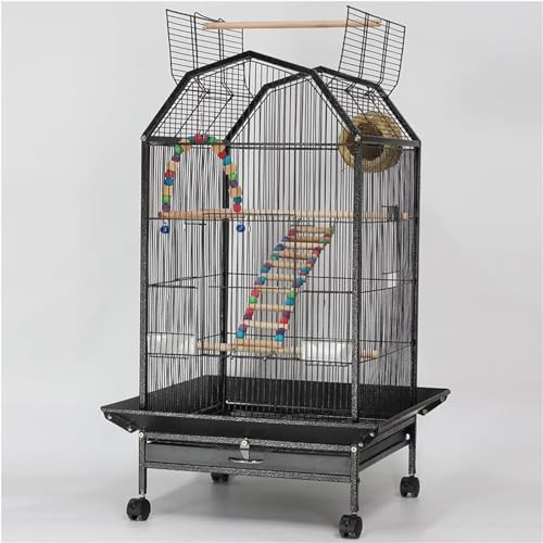 Papageienkäfig - Großer Deluxe tragbarer Vogelkäfig mit Rollständer, Futterspender, Spielzeugzubehör für Sittiche und Graupapageien von Generisch
