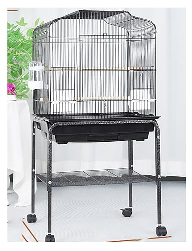 Papageienkäfig aus Schmiedeeisen, offen, mit Rollständer, für Sittiche, Nymphensittiche, Wellensittiche, Papageien, Kanarienvögel, kleine Vögel, Papageien, 101,6 cm, Schwarz Papageienkäfig aus Schmiedeeisen, offen, mit Rollständer, für Sittiche, Nymphensittiche, Wellensittiche, Papageien, Kanarienvögel, kleine Vögel, Papageien, 101,6 cm, Schwarz von Generisch