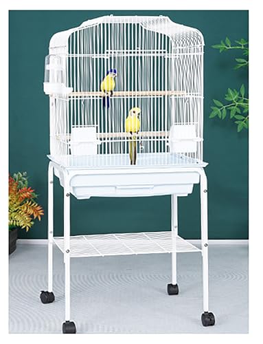 Papageienkäfig aus Schmiedeeisen, offen, mit Rollständer, für Sittiche, Nymphensittiche, Wellensittiche, Papageien, Kanarienvögel, kleine Vögel, Papageien, 101,6 cm, cremefarben Papageienkäfig aus Schmiedeeisen, offen, mit Rollständer, für Sittiche, Nymphensittiche, Wellensittiche, Papageien, Kanarienvögel, kleine Vögel, Papageien, 101,6 cm, cremefarben von Generisch